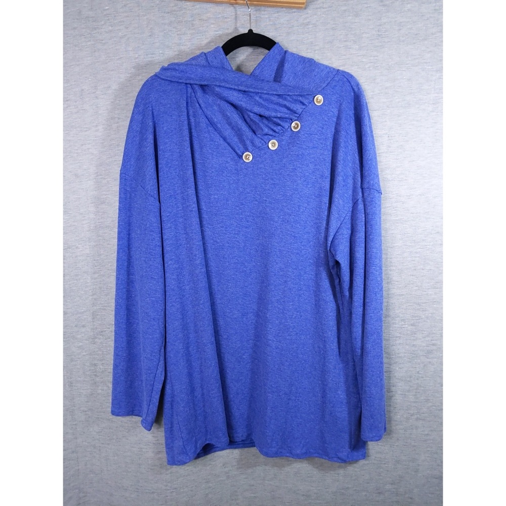 2x 👯♀️Host Pick⚡️Long Sleeve Button Cowl Neck Top - Picture 3 of 10